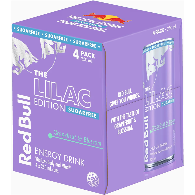 RED BULL LILAC ED - GRAPFRUIT & BLOSSOM SANS SUCRES ENERGY DRINK 250ML CRT24